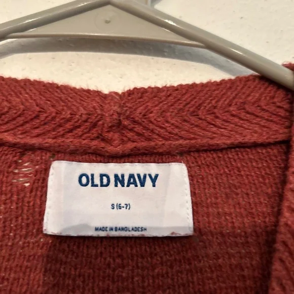 Old Navy Girls Cardigan Sweater Fringe Knit Rust S (6-7) Kid Apparel - Picture 2 of 5